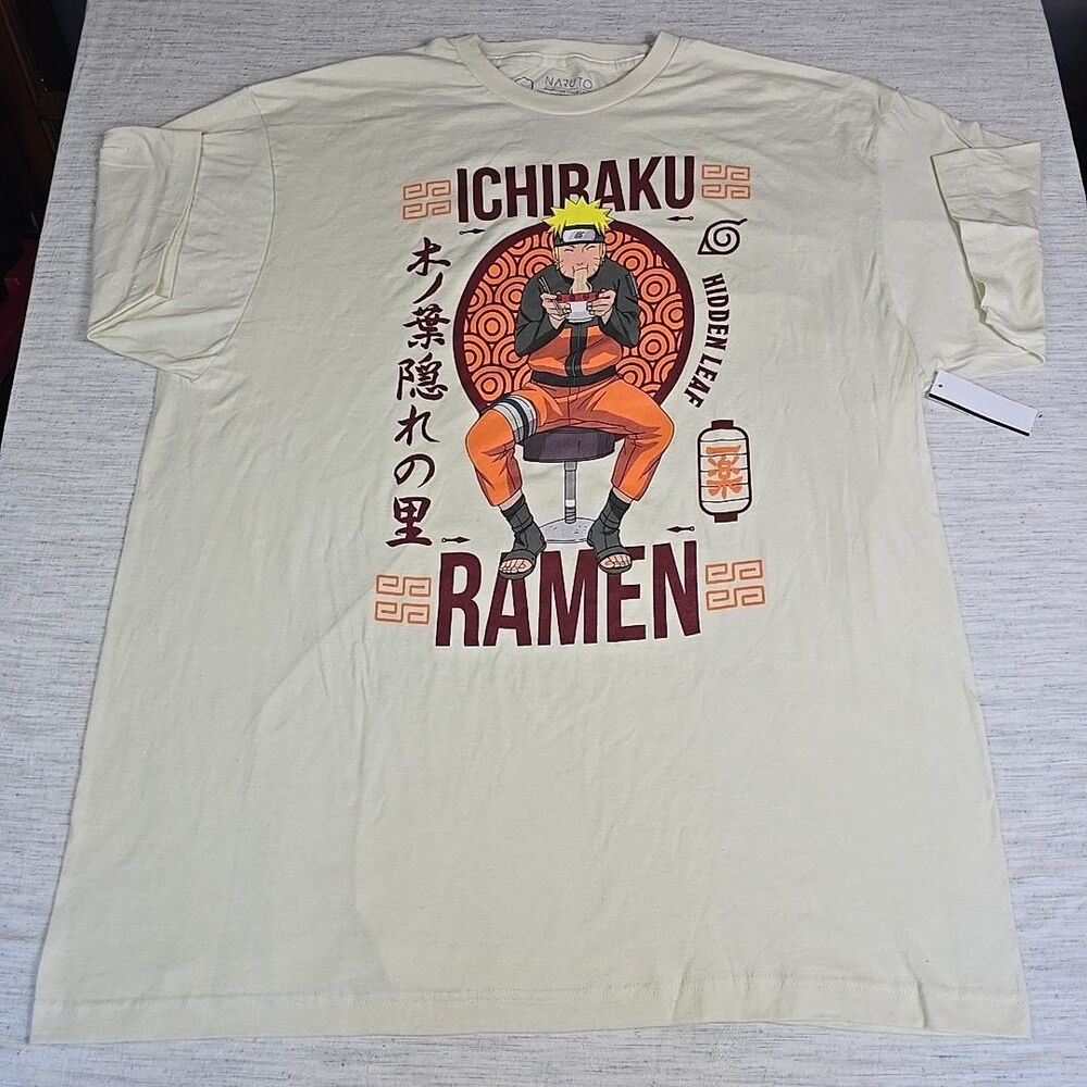 Naruto Ichiraku Ramen Anime Graphic Tee with Short Sleeves, Size 2XL(50/52)
